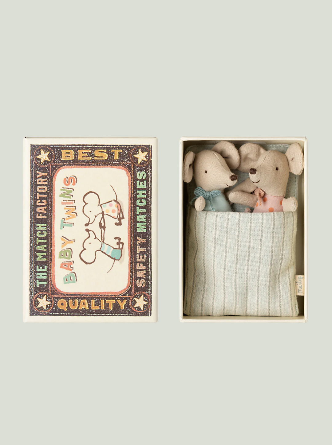 MAILEG Bliźniaki, małe myszki w pudełku zapałek
