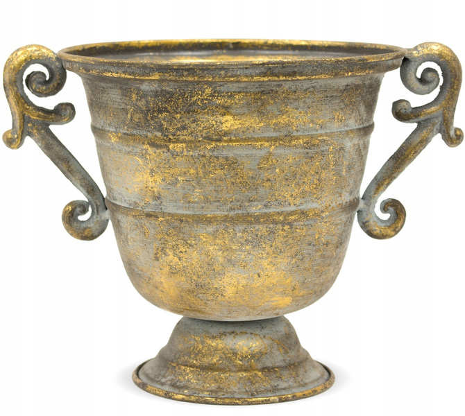 Wazon dekoracyjny metalowy złota patyna 25cm