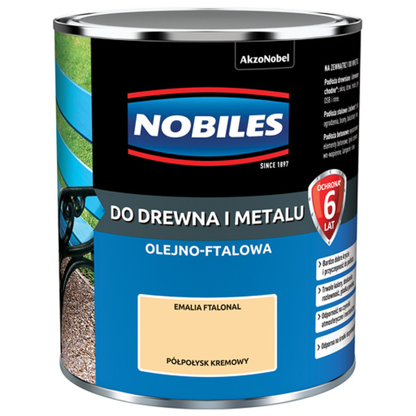 Farba ftalowa do drewna i metalu Ftalonal 0,7L Kremowy Półpołysk Nobiles