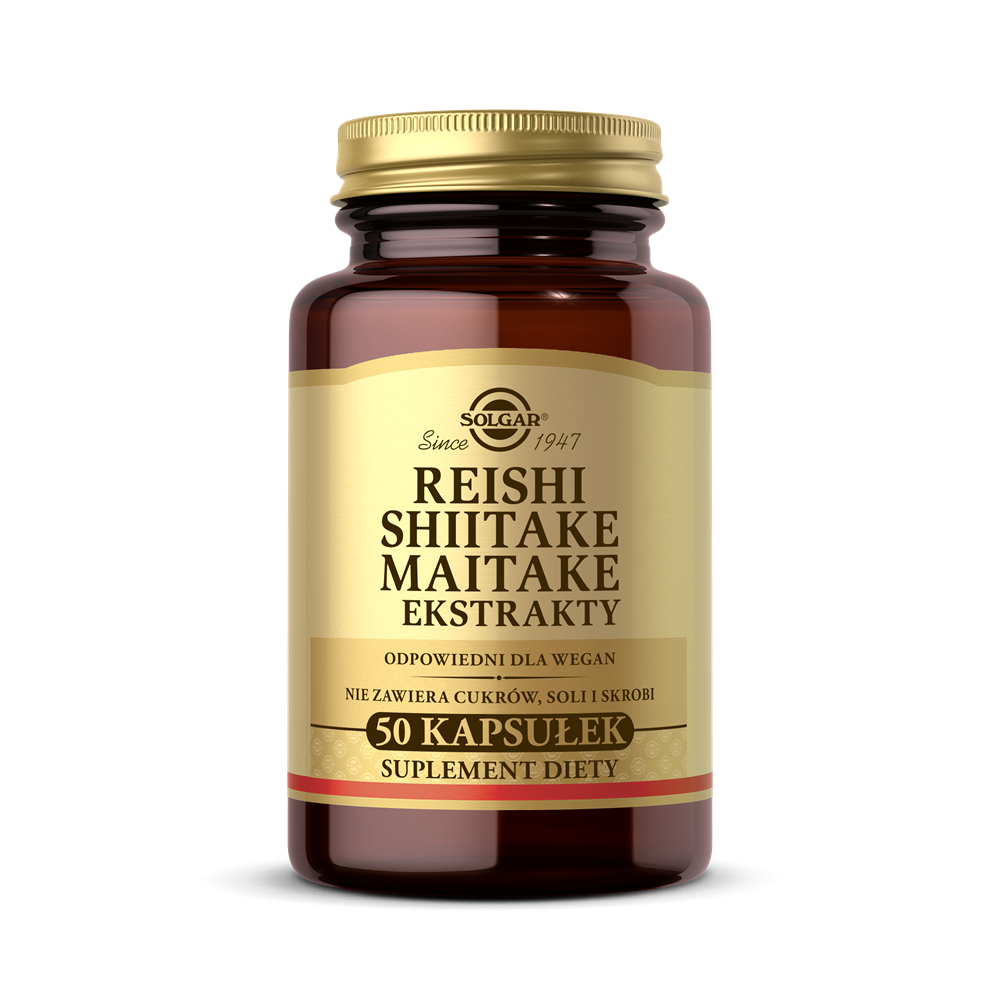 Solgar reishi shiitake maitake, 50 kapsułek