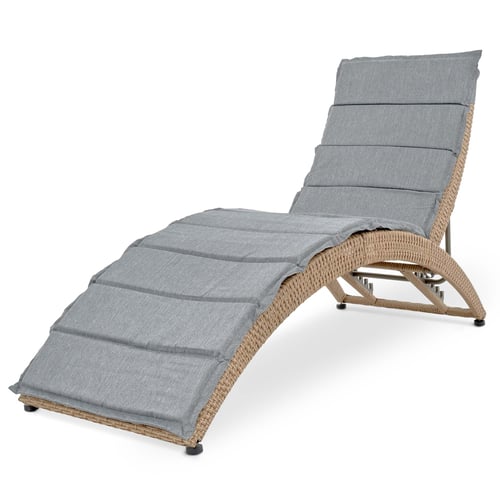 Polyrattan Sonnenliege CIAMPINO - Beige/Grau