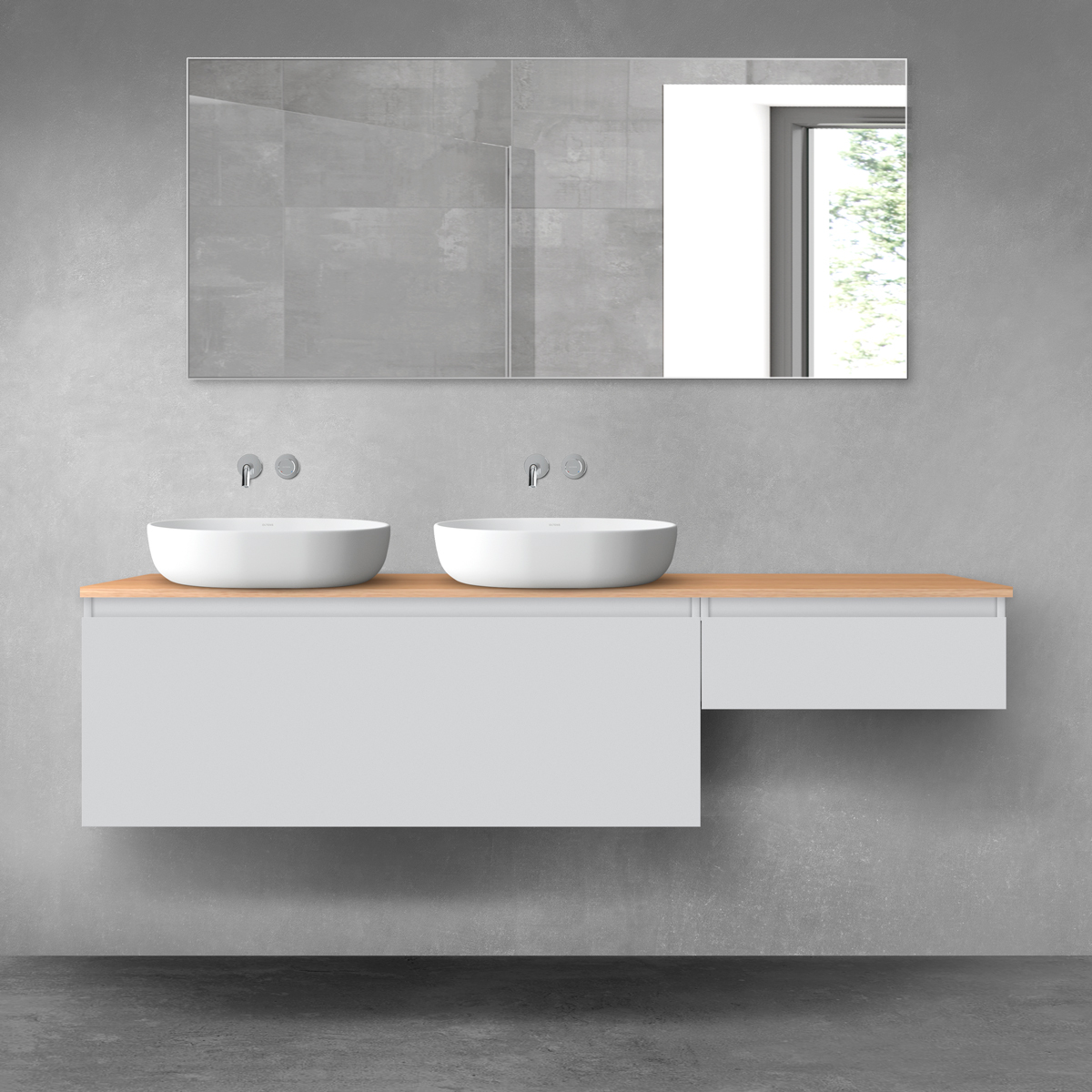 Oltens Vernal zestaw mebli łazienkowych 180 cm z blatem szary mat/dąb 68602700 - Wysyłka w 24h