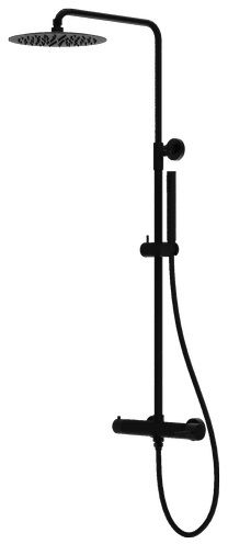 LaVita Orion zestaw prysznicowy z baterią ścienny z deszczownicą czarny mat