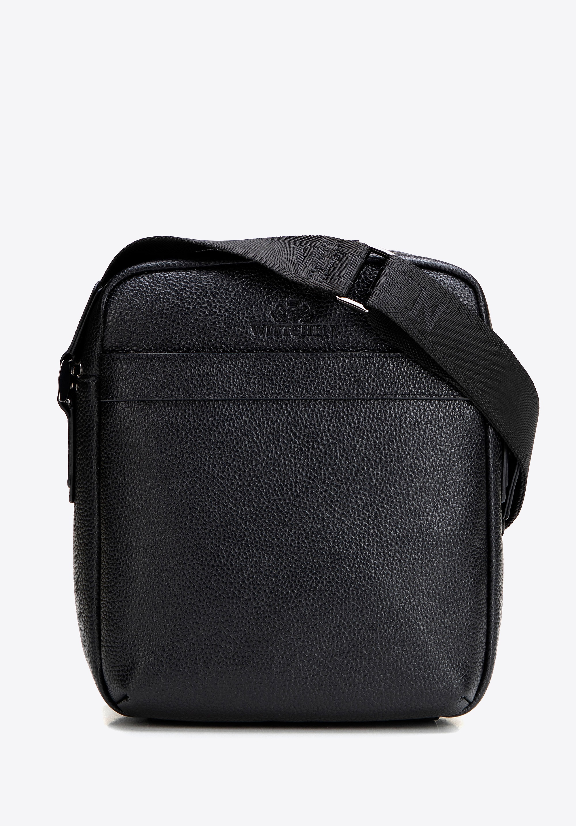 Dodatkowy rabat 25% - Męska listonoszka ze skóry naturalnej groszkowej czarna