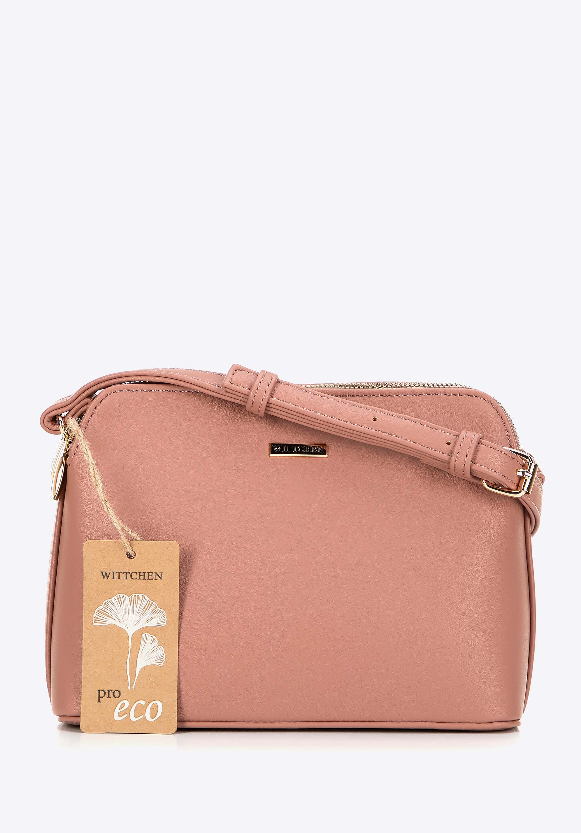 Damska crossbody z ekoskóry dwukomorowa różowa