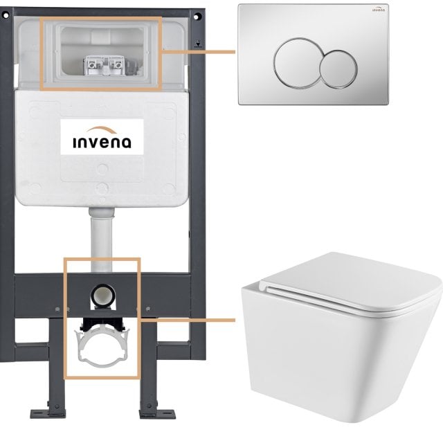 INVENA Zestaw podtynkowy 50 mechaniczny, miska FLORINA, deska, przyci