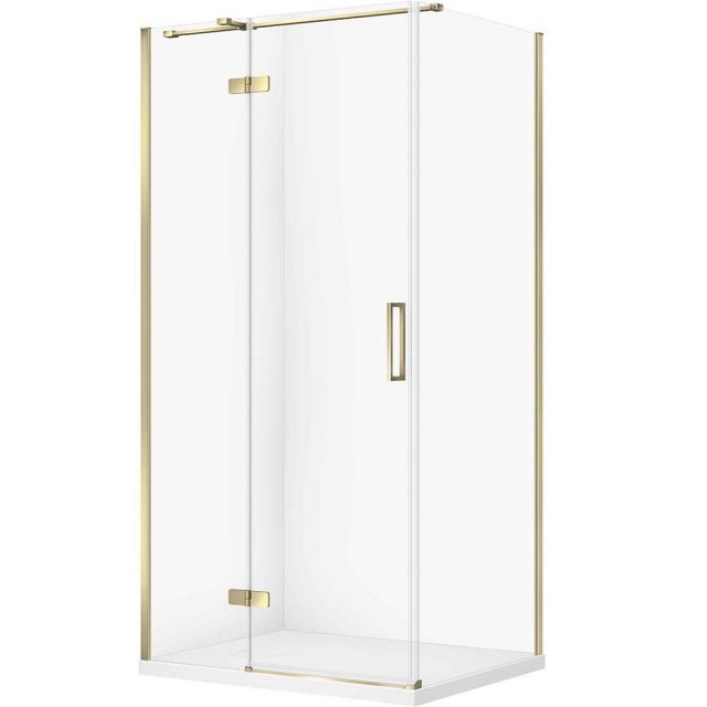 CERSANIT Zestaw kabina prostokątna JOTA lewa 100x80 złota, brodzik TA