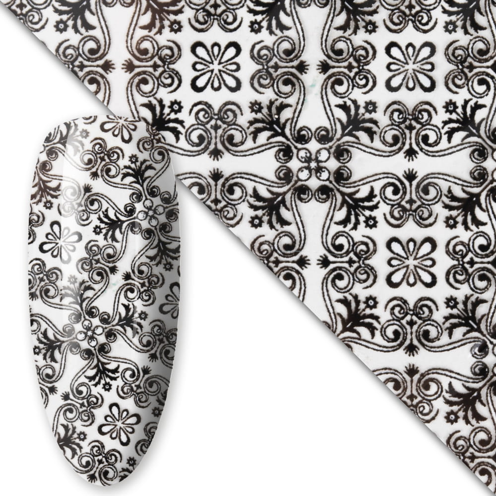 Folia transferowa do paznokci 80 cm Flower black Nr 1