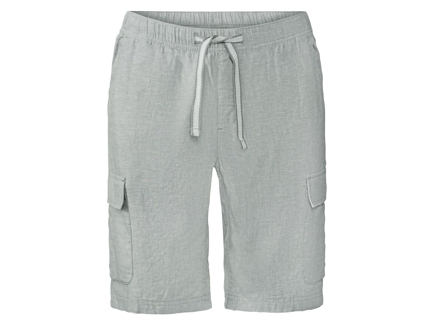 Livergy Bermudy męskie z lnem, 1 para Zielony, 56