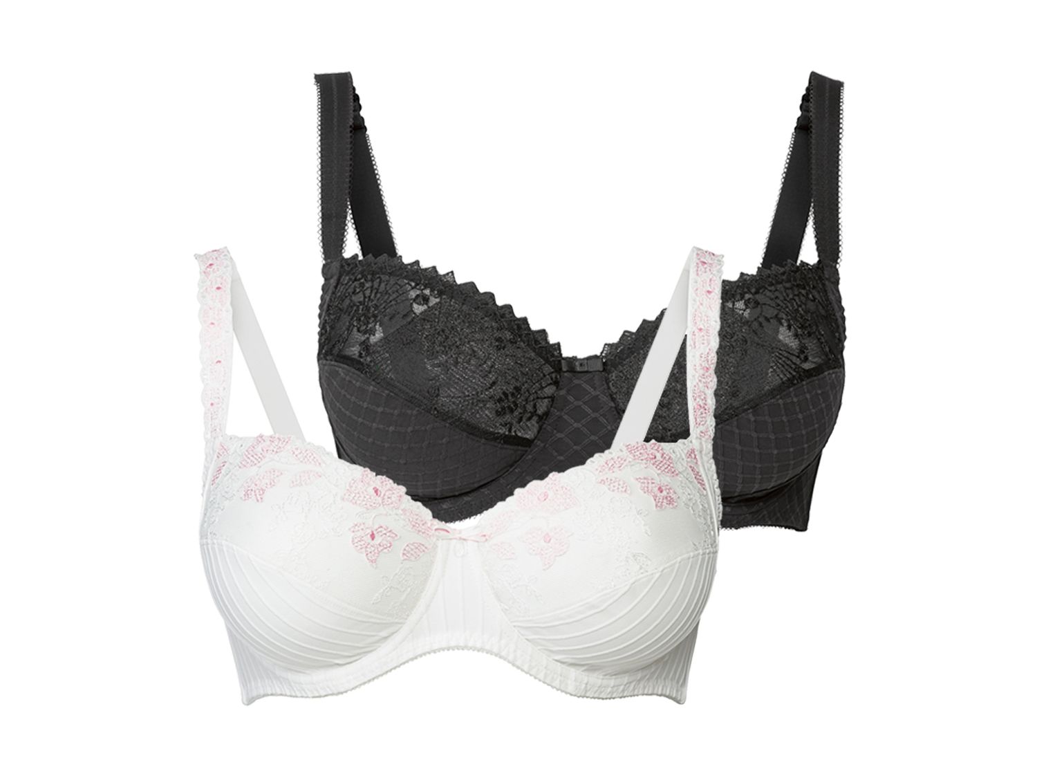 Esmara Lingerie Biustonosz z fiszbinami, 2 sztuki Czarny / biały, 95C