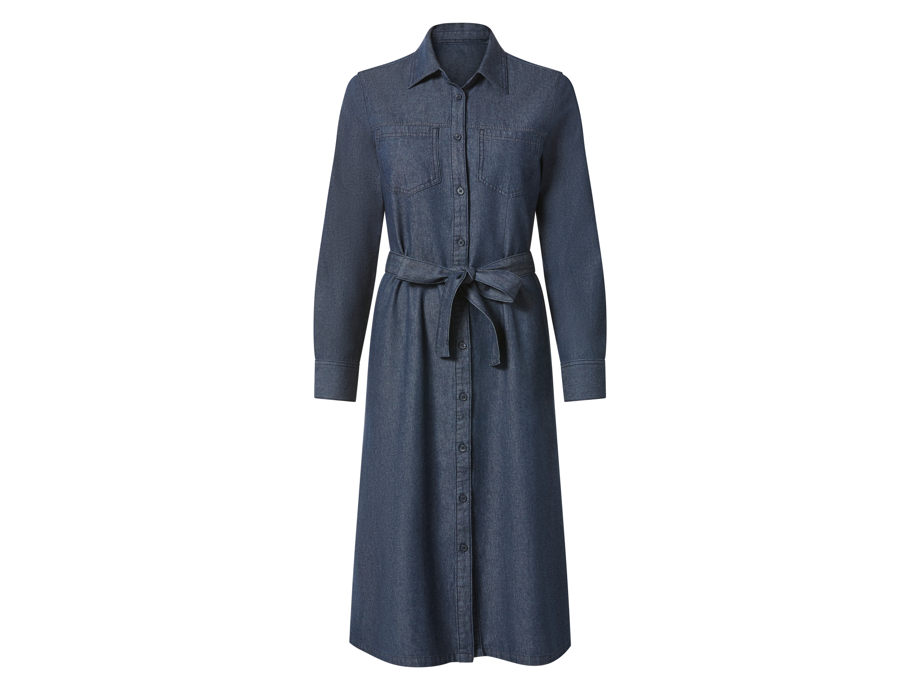 esmara Sukienka jeansowa midi damska z bawełny Ciemnoniebieski, 36