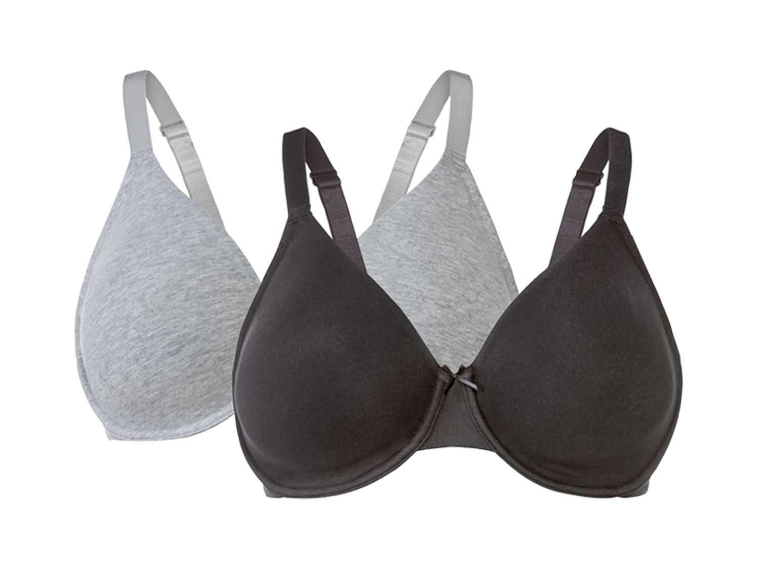 esmara Biustonosz z fiszbinami, 2 sztuki 90E, Czarny/ szary