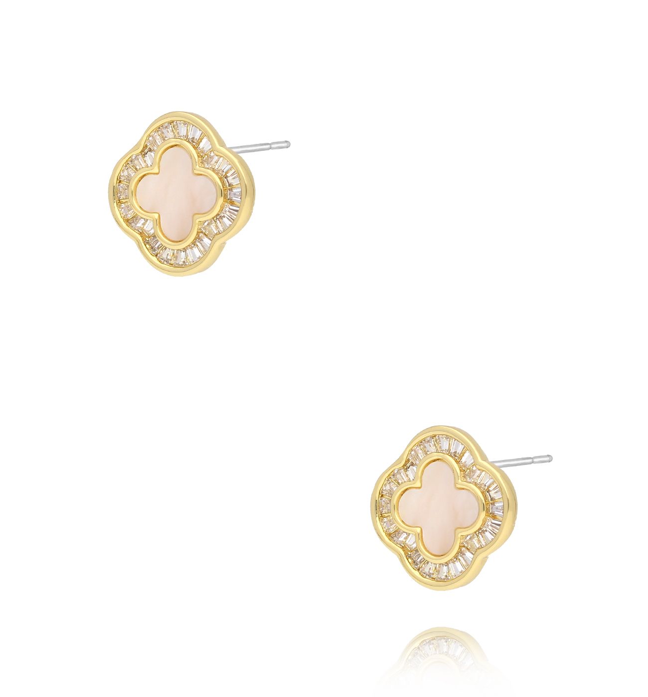 Kolczyki koniczynki złote z kryształkami KSS1844