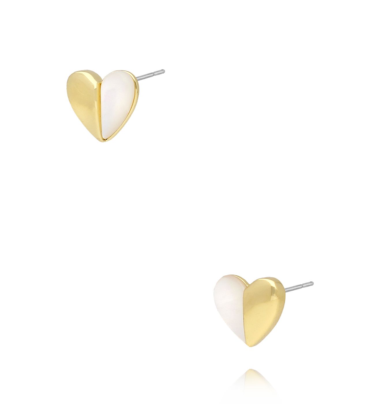 Kolczyki złote serca z masą perłową KLU0039 - By Dziubeka