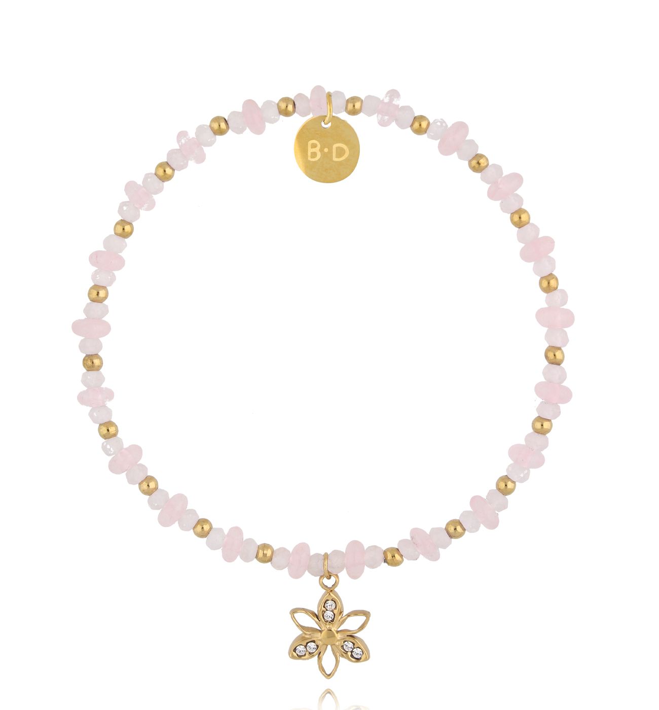 Bransoletka z kwarcami różowymi i kwiatkiem BTW2981