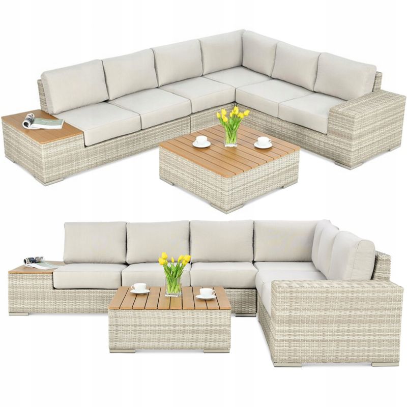 Zestaw Mebli Ogrodowych Focus Garden Wypoczynkowych Technorattan Avocado Stolik Kremowy 1 szt