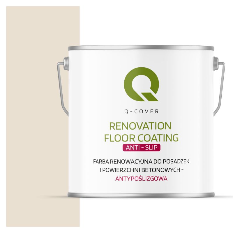 Farba Antypoślizgowa do Posadzek i Powierzchni Betonowych Renowacyjna Q-Cover Kremowy RAL9001 5L