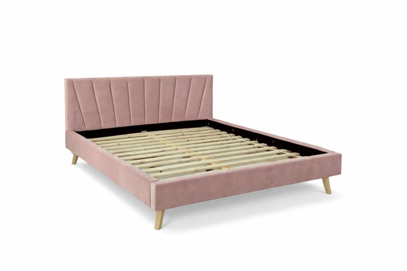 Łóżko śpijzdrowo tapicerowane MALMO 140x200 różowe z materacem 1 szt.