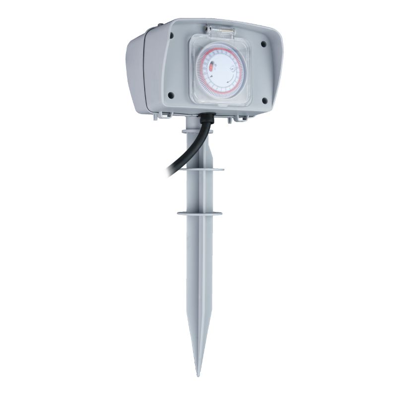 Słupek ogrodowy elektryczny z programatorem, DPM, czarny, 1szt