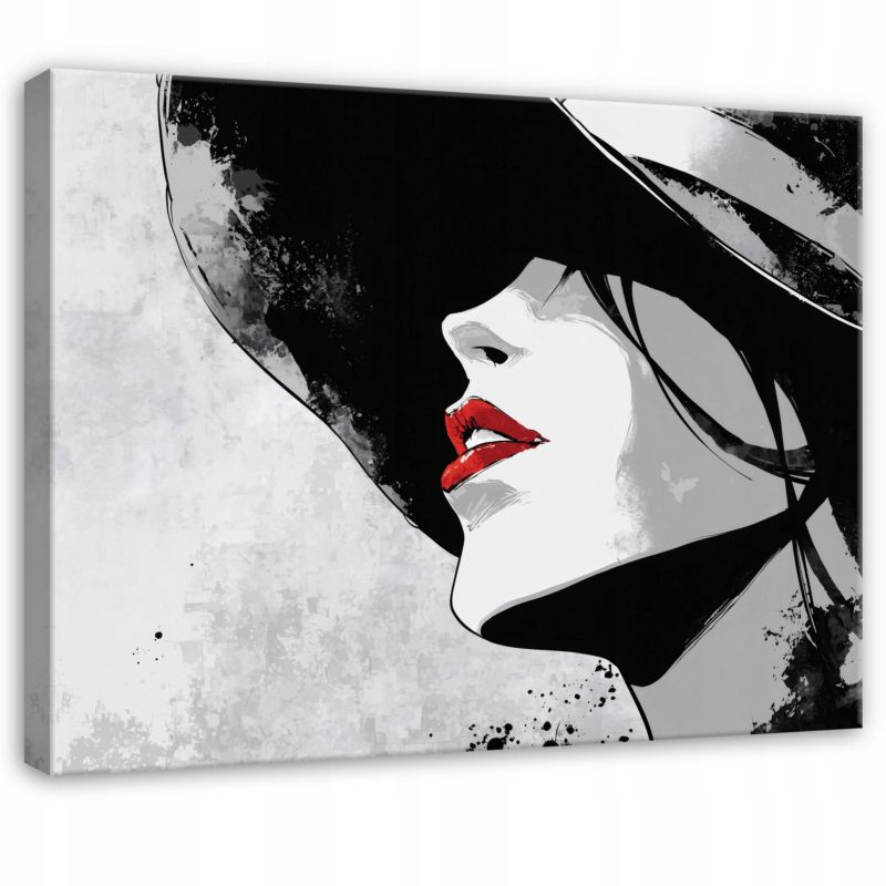 Obraz Na Płótnie Canvas WALLARENA 120x80 cm Obraz Ścienny Do Sypialni Salonu Kobieta W Kapeluszu 1 szt.