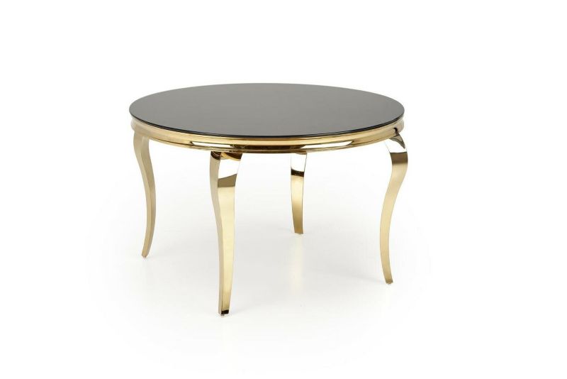 Stół okrągły szklany Munya do jadalni INTESI czarny i złoty nowoczesny glamour 120 cm 1 szt.