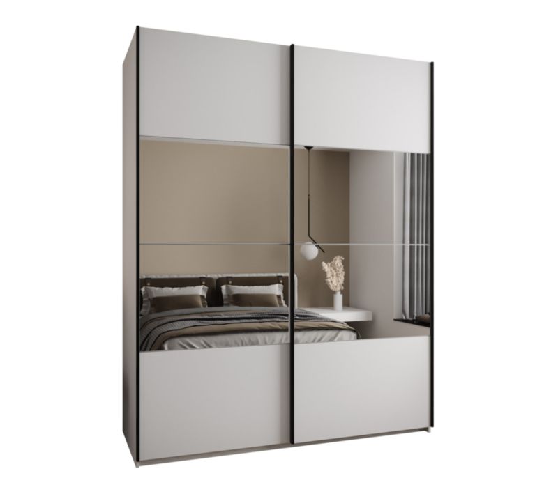 Szafa przesuwna Abiks LUX 4 wysoka szer.200cm biały/biały/czarny 1szt.