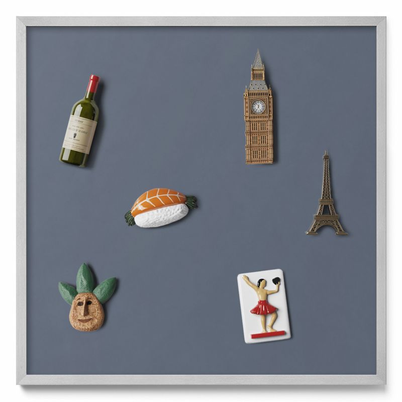 Tablica na magnesy z podróży Tulup 50x50 cm Kolor chłodny szary w srebrnej ramie 1 szt.