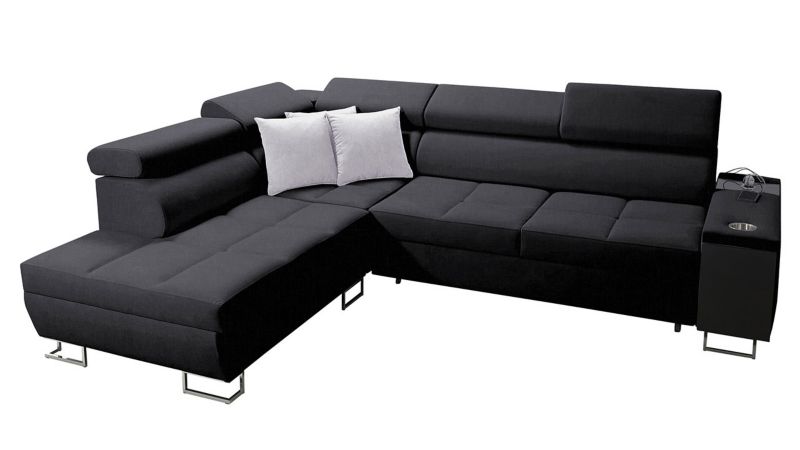 Narożnik z barkiem MIRJAN 24 Morena VII lewy czarny + jasny popielaty 1 szt.