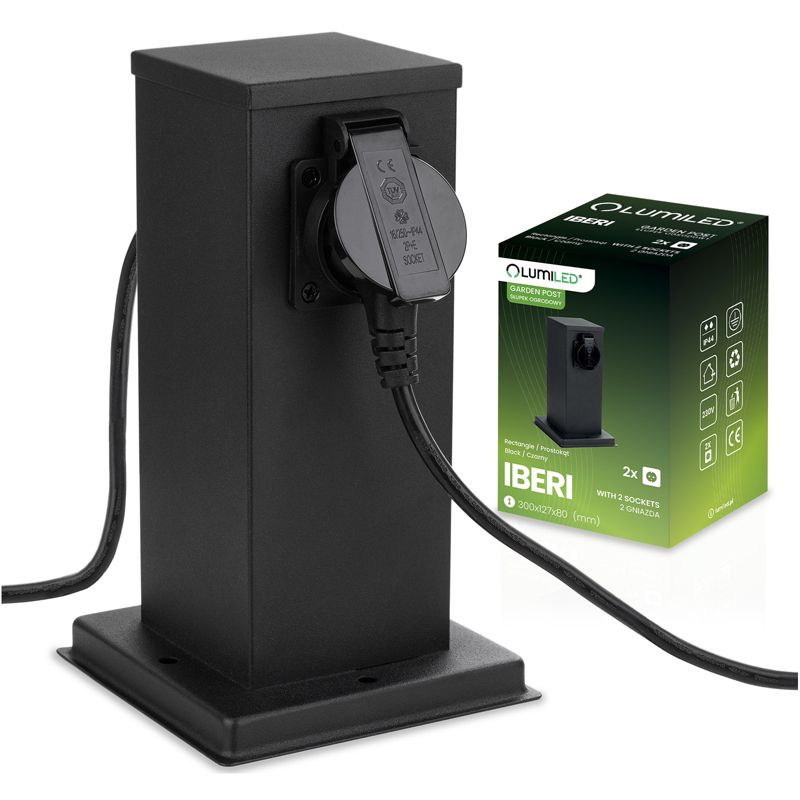 Słupek Ogrodowy Lumiled Zewnętrzny Stojący 230V 22cm 2x Gniazdo Sieciowe 1 szt.