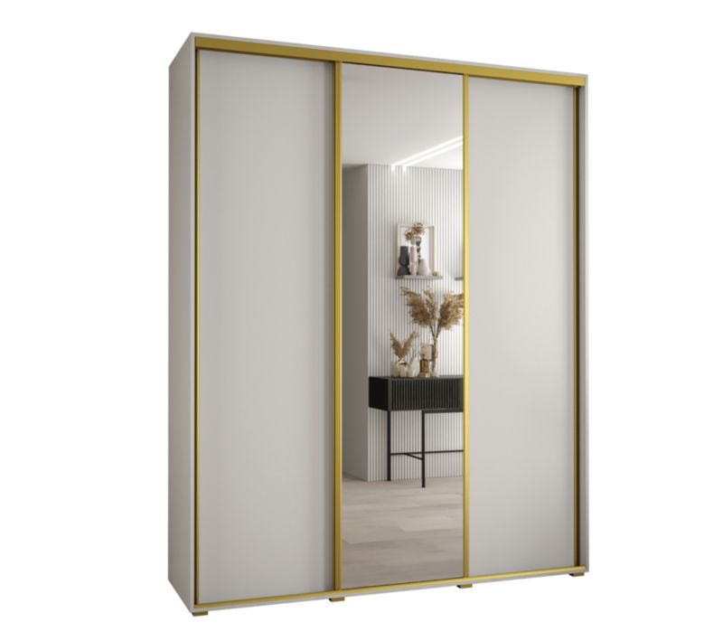 Szafa przesuwna Abiks DAVOS 3 wysoka szer.200cm gł.45cm biały/biały/złoty 1szt.