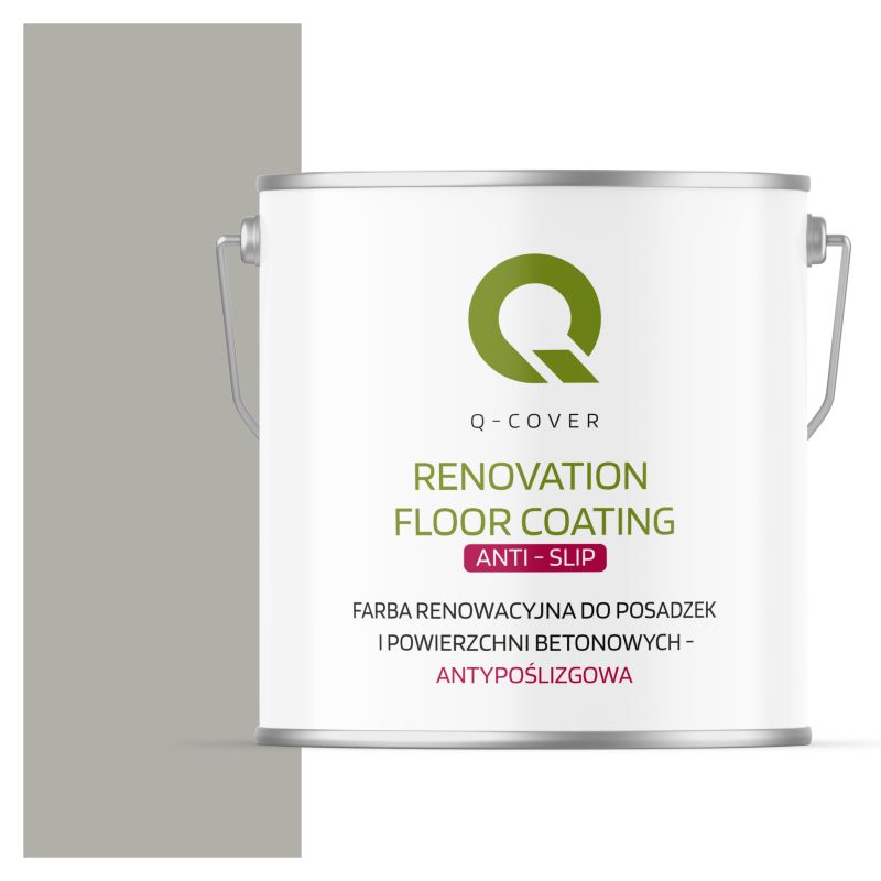 Farba Antypoślizgowa do Posadzek i Powierzchni Betonowych Renowacyjna Q-Cover Szary Agatowy RAL7038 5L