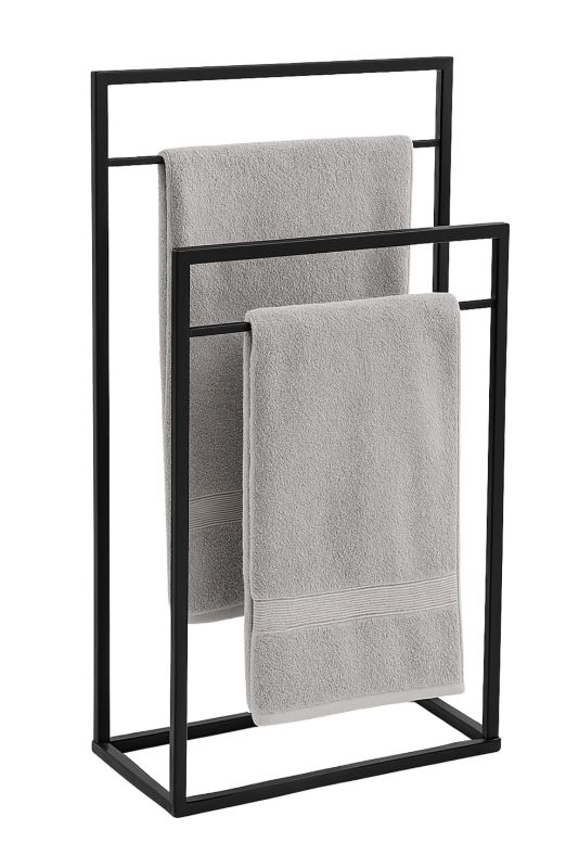 Stojak łazienkowy na ręczniki JAKPOL 2-Ramienny metalowy czarny loft 1 szt.