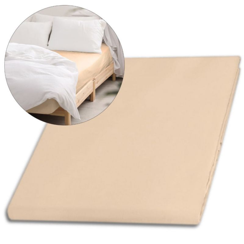 Prześcieradło satynowe bez gumki Darymex 200x220 kolor Jasny beż 1 szt.