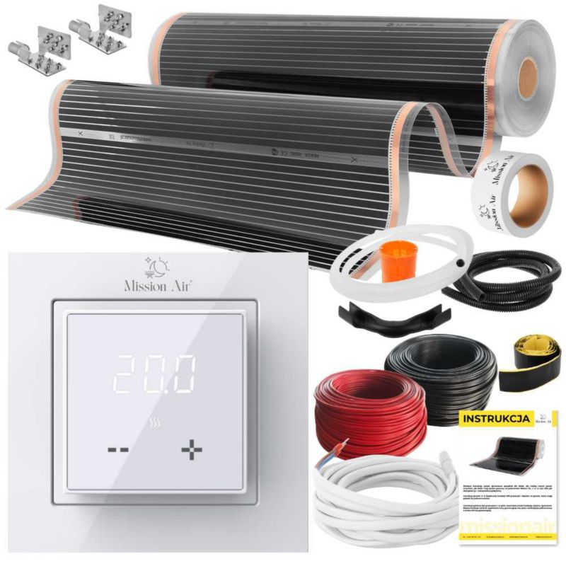 Zestaw folii grzewczej Mission Air IR SILVER 160W 3,5m², szer. 100cm + Aries LCD 1 szt.