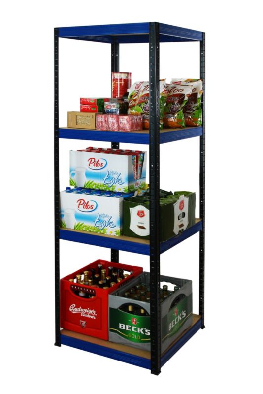 Regał metalowy MODO24 magazynowy garażowy czarno-niebieski helios 180x60x60cm 4 półki po 175 kg 1 szt.