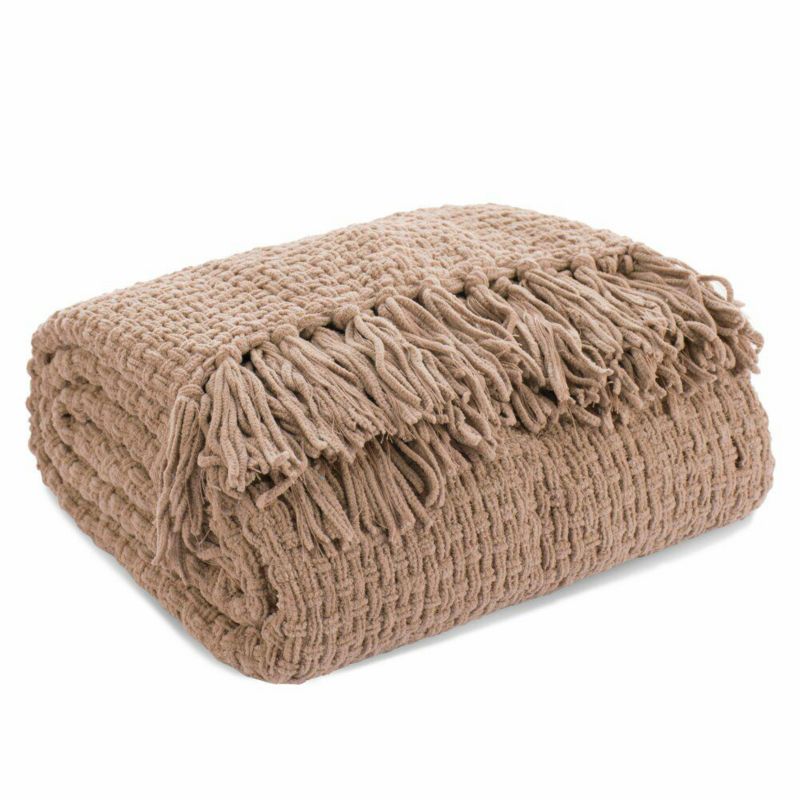 Koc SUZI Eurofirany 130x170 cm ciemnobeżowy frędzle miękki gruby 1 szt.