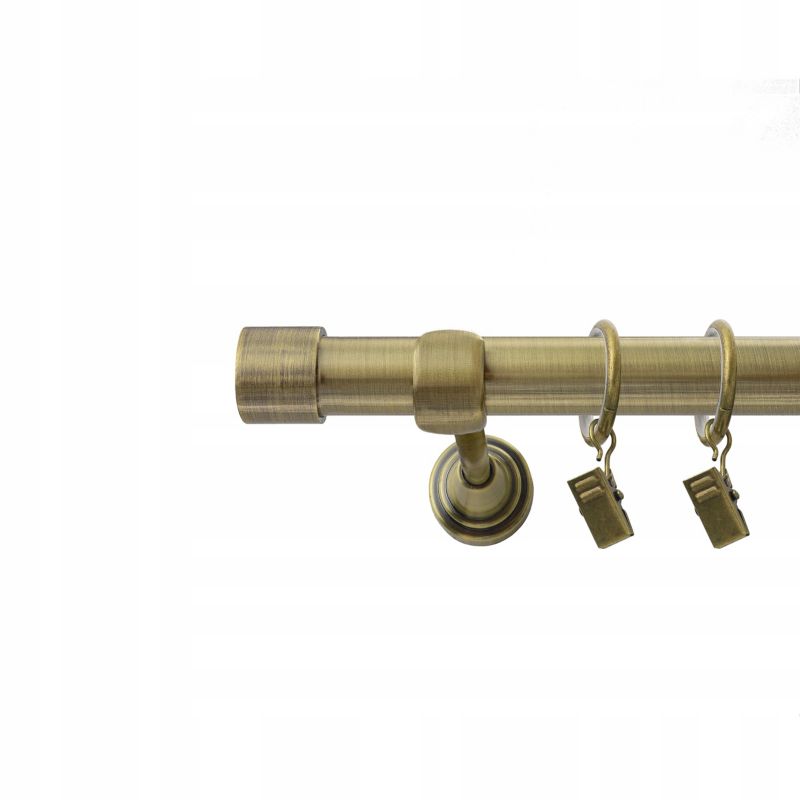 Karnisz pojedynczy Naokienko metalowy złoto antyczne 150 cm fi 19 zaślepka premium 1 szt.