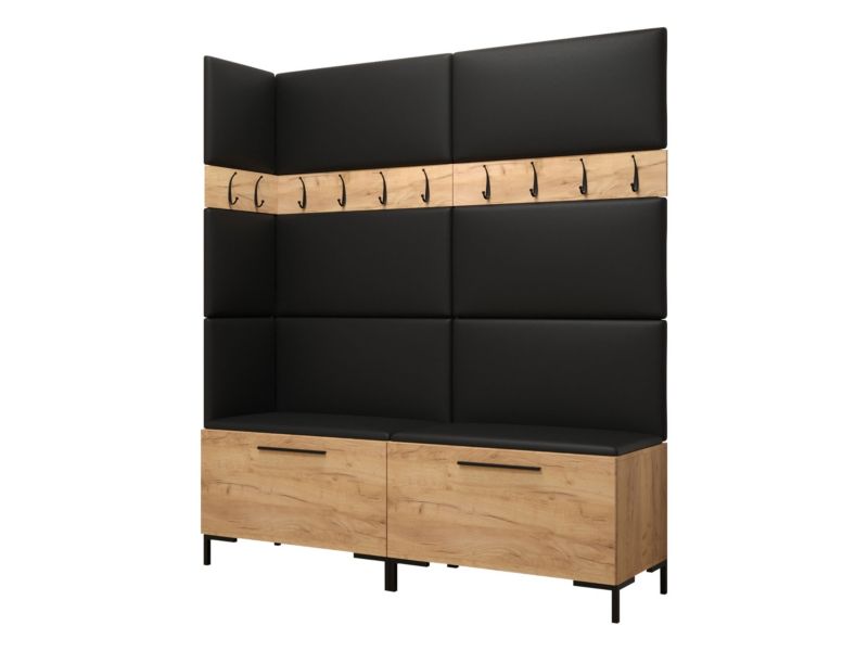 Garderoba MIRJAN 24 Zilion V dąb craft + czarna ekoskóra 1 kpl.