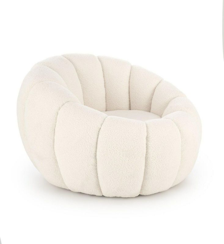 Fotel Zitra INTESI fotel kwiatek wypoczynkowy boucle beżowy nowoczesny relaksacyjny do salonu 1 szt.