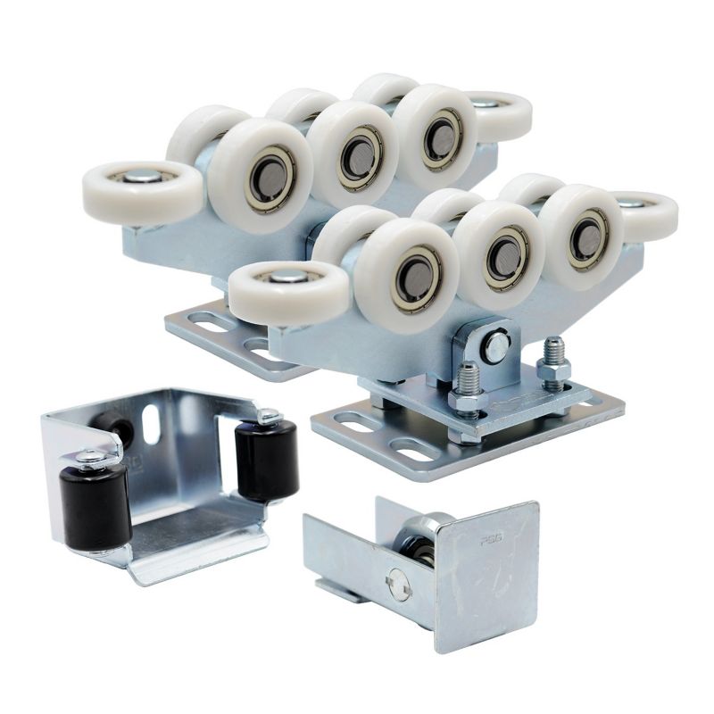 Wózki do bramy przesuwnej PSG 80X80X5 + Rolka najazdowa + Uchwyt Najazdu 80 (8-rolkowe, rolki z tworzywa) 60.08P.80.01 1 kpl.