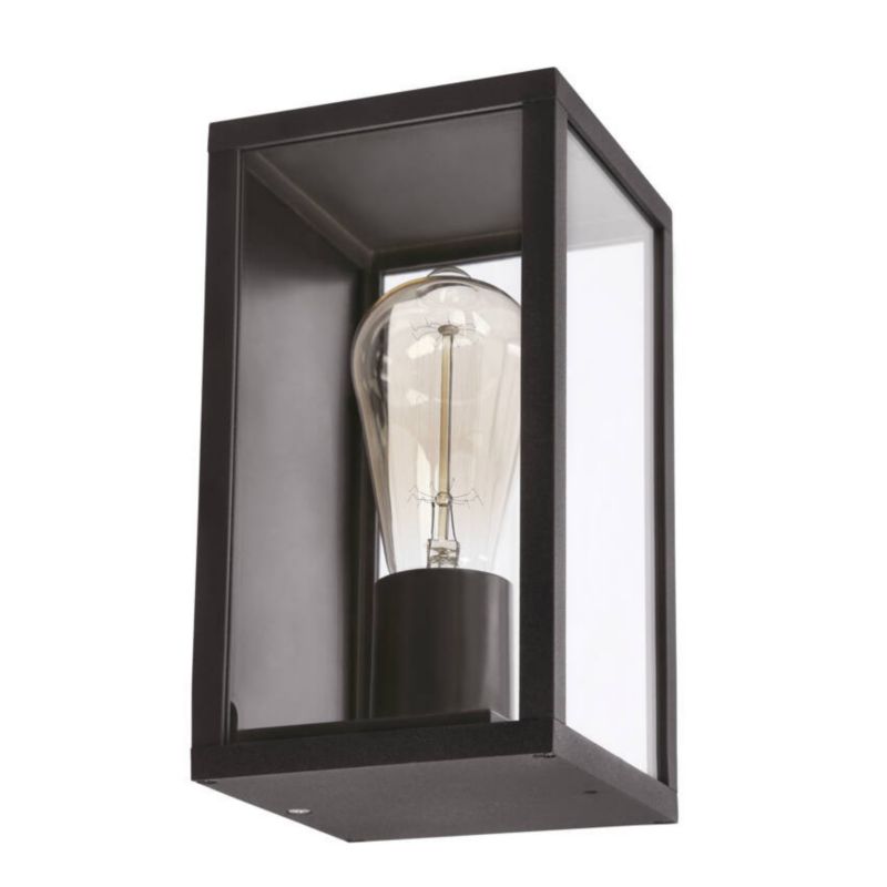 Kinkiet ścienny zewnętrzny Candellux Hoya czarno-przezroczysty 1 x E27 x 60W IP44 wym: 22 x 12 x 12 cm - 1 szt.