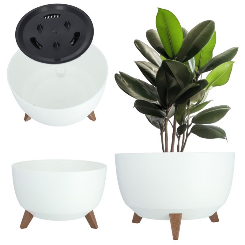 Doniczka KADAX Donica Na Kwiaty 40 cm Osłonka + Wkład Nóżki Kwietnik Biała 1 szt.