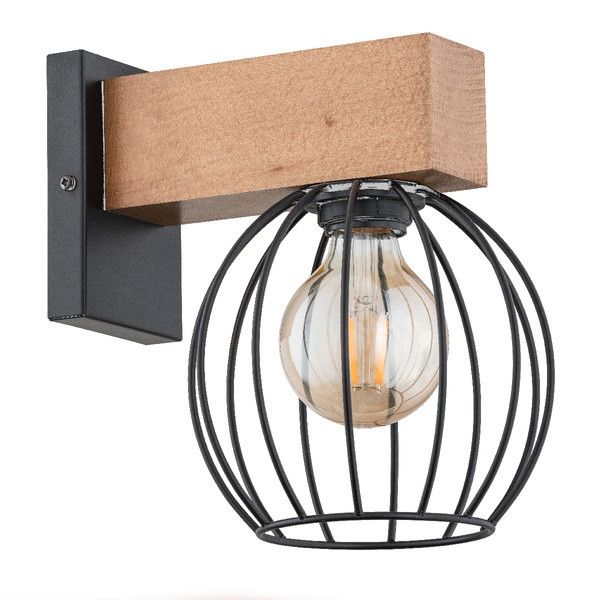 Kinkiet Alfa ARIZAN nowoczesny czarny-jasne drewno 1xE27x15W wym:22x25x17cm IP20 -1 szt.