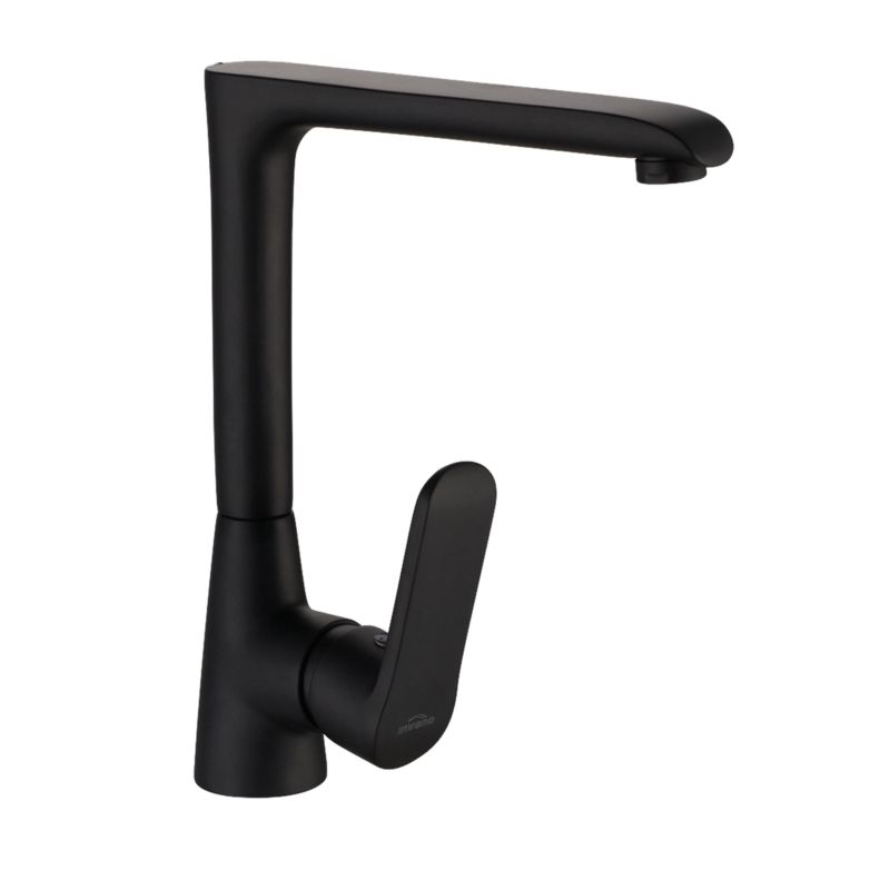 Bateria kuchenna zlewozmywakowa Invena Siros z obrotową wylewką czarny 1 szt.