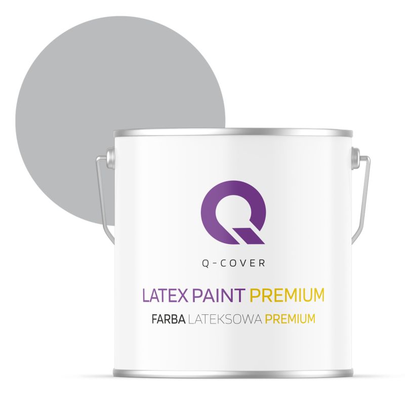 Farba Lateksowa Premium Plamoodporna do Ścian i Sufitów Q-Cover Szary H1050 Głęboki Mat 5L