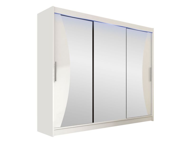 Szafa MIRJAN 24 z drzwiami przesuwnymi Aston IV z oświetleniem RGB biały/lustro 1 szt.