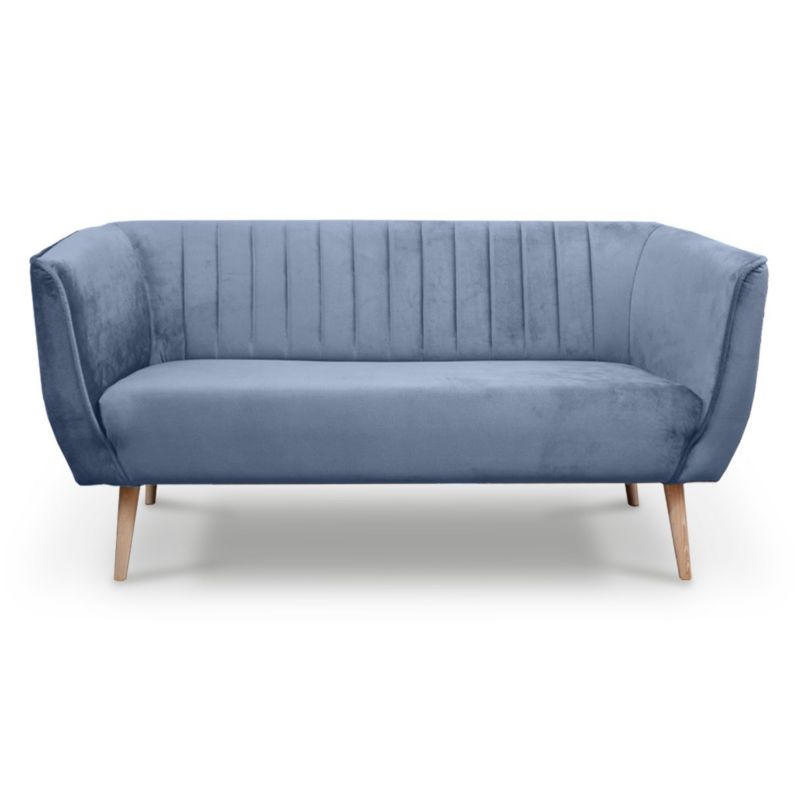 Sofa trzyosobowa z przeszyciami Bettso Pik do salonu na drewnianych nogach błękitny 1szt.