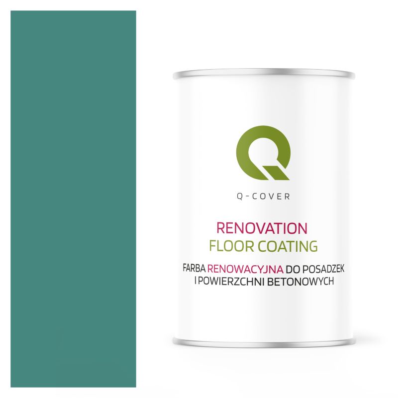 Farba Renowacyjna do Posadzek i Powierzchni Betonowych Q-Cover Turkus Miętowy RAL6033 Wysoki Połysk 1L