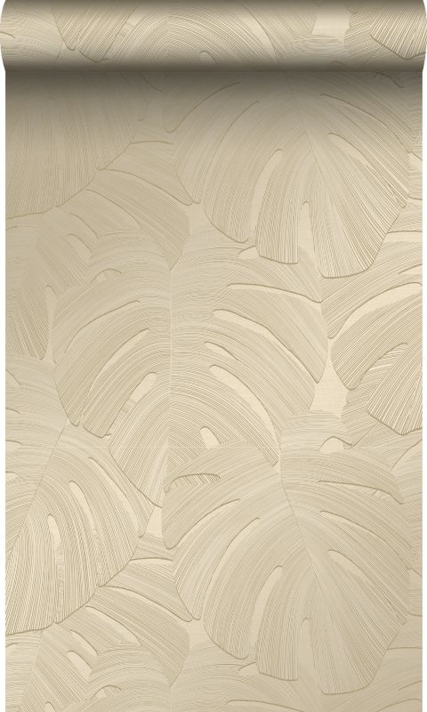 Tapeta Origin Wallcoverings tropikalne liście taupe 53 cm x 10.05 m - 1 rol.