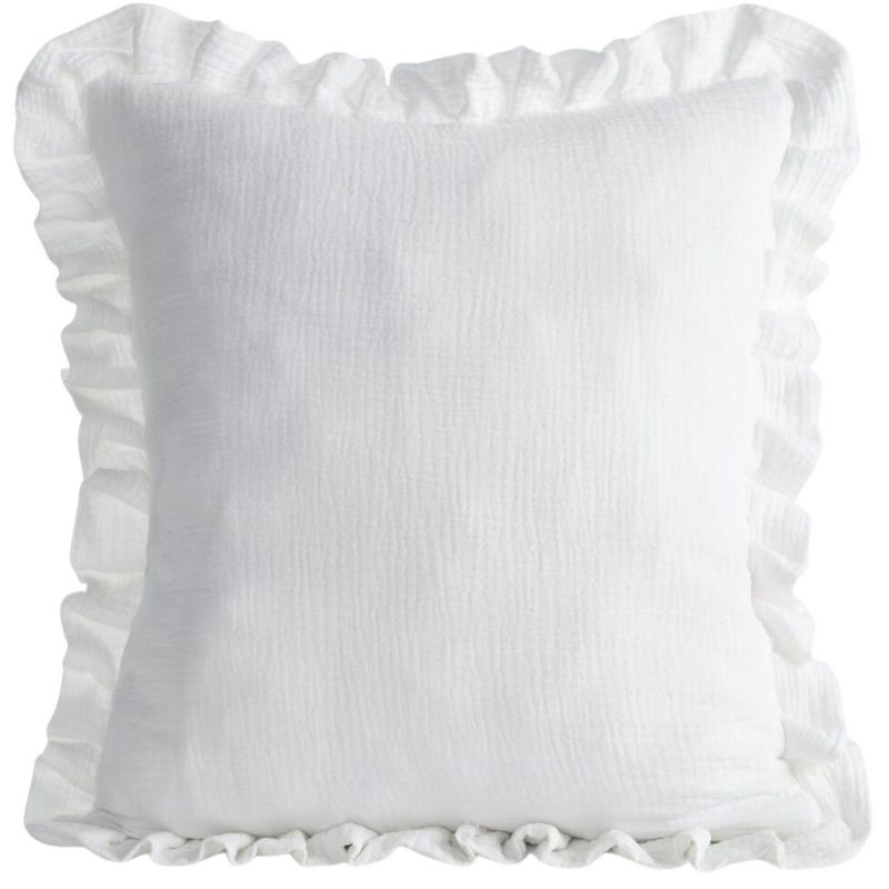 Poszewka MUSLIN 1 Eurofirany 45x45 cm biała muślinowa z ozdobną falbanką 1 szt.